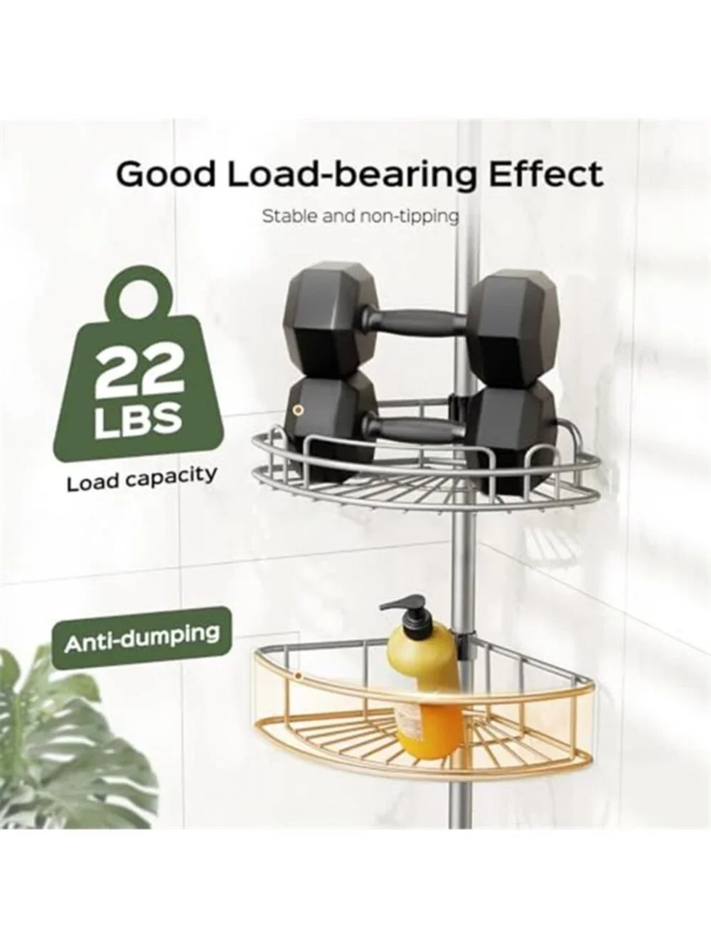 Corner Shower Caddy Tension Pole 4 Tier Rustproof Shampoo Organizer